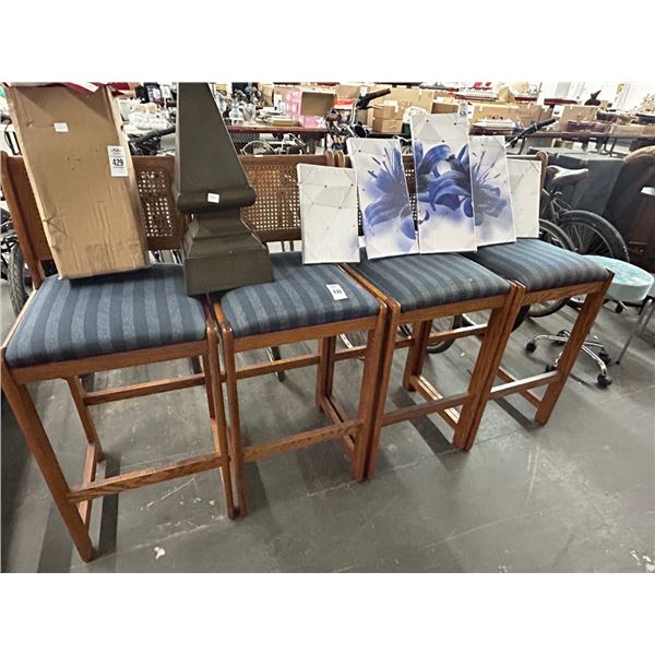 Oak Padded Bar Stools - 4