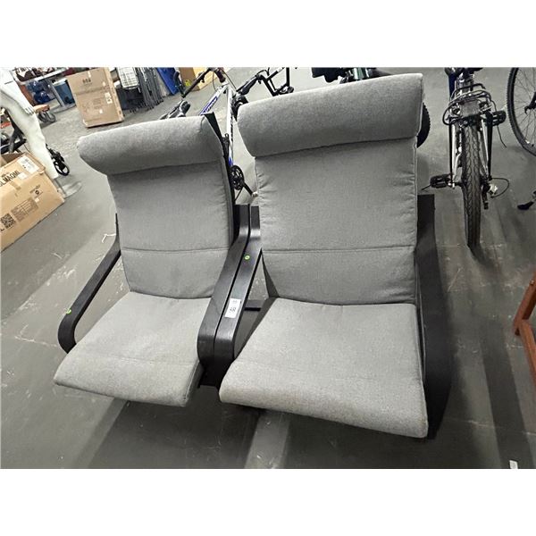 Contemporary Black w/Grey Pad Easy Chairs - Pair