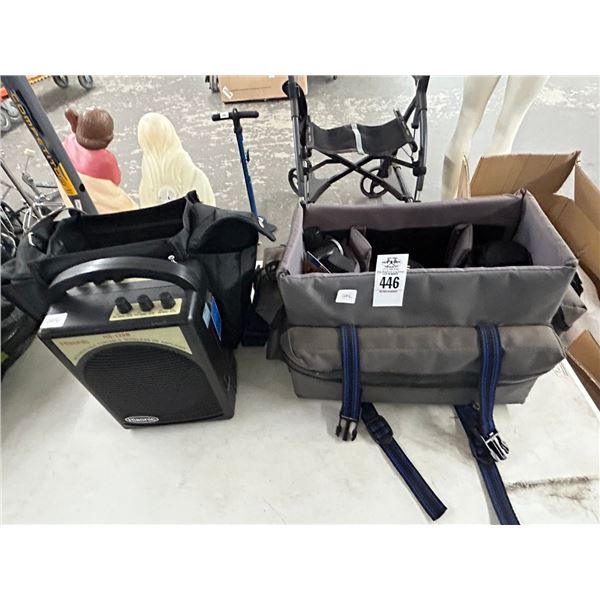 Minolta Camera w/Bag, Hisonic PA Amp