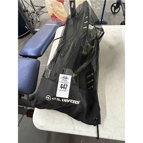 US Divers Snorkle, Flippers, Bag