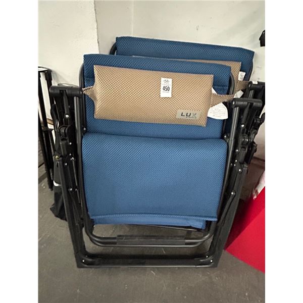 Lux Padded Folding Patio Loungers - Pair