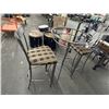 Image 1 : Brushed Metal Height Bar Table w/2 Metal Stools - Missing Glass