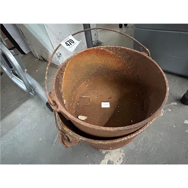 Cast Iron Bean Pots - Pair