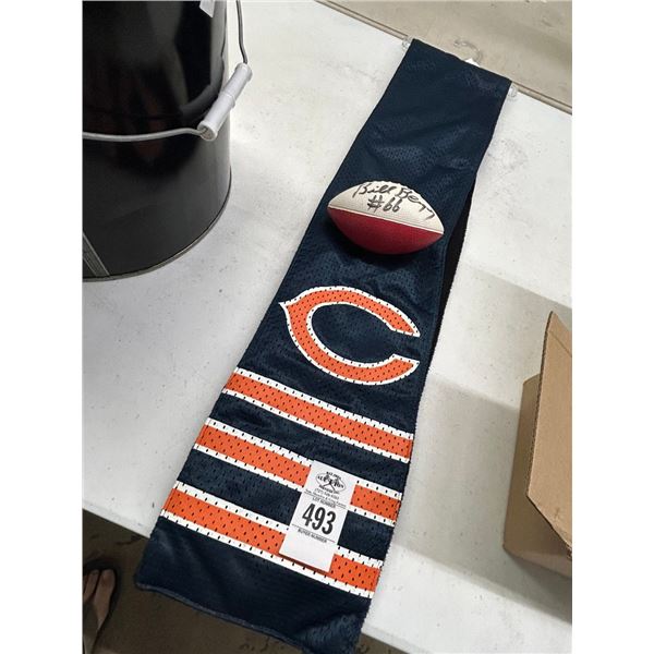 Chicago Cubs Scarf, Bill Barry Autographed Mini Football