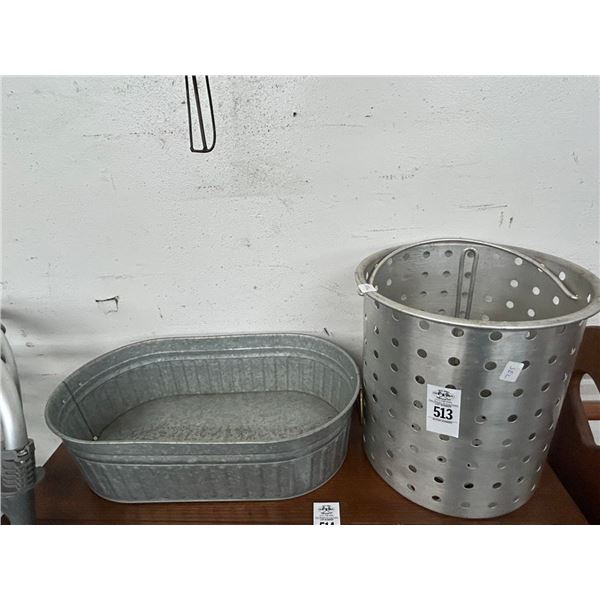 Alum. Stockpot Strainer, Galvanized Tub
