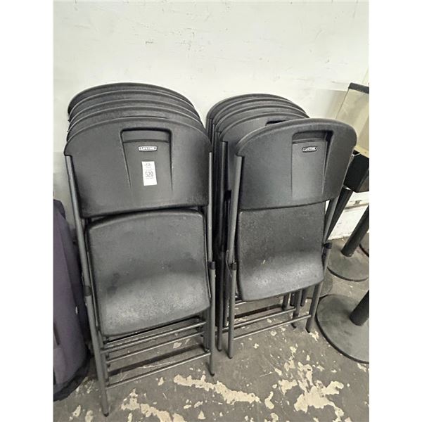 10-Lifetime Black Folding Chairs - 10 X $