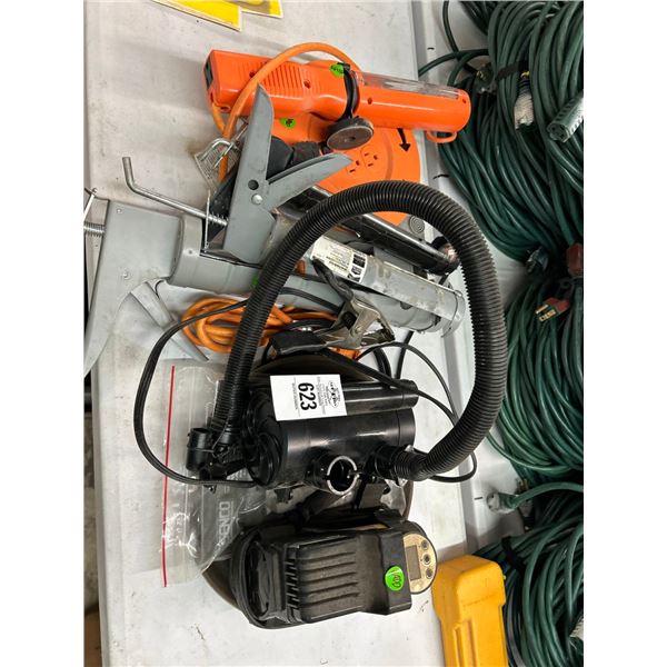 Chaulk Guns, Inflator Pump, Drop Light, Mini Compressor
