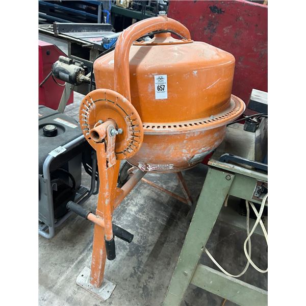 Orange Rolling Concrete Mixer