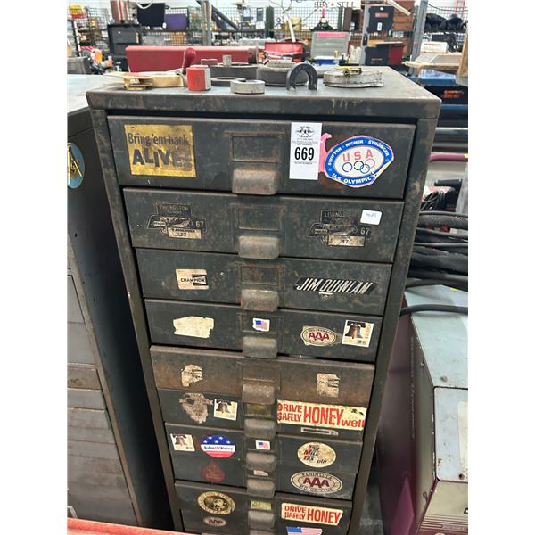 Metal 13 Drawer Storage Cabinet w/Some Tools