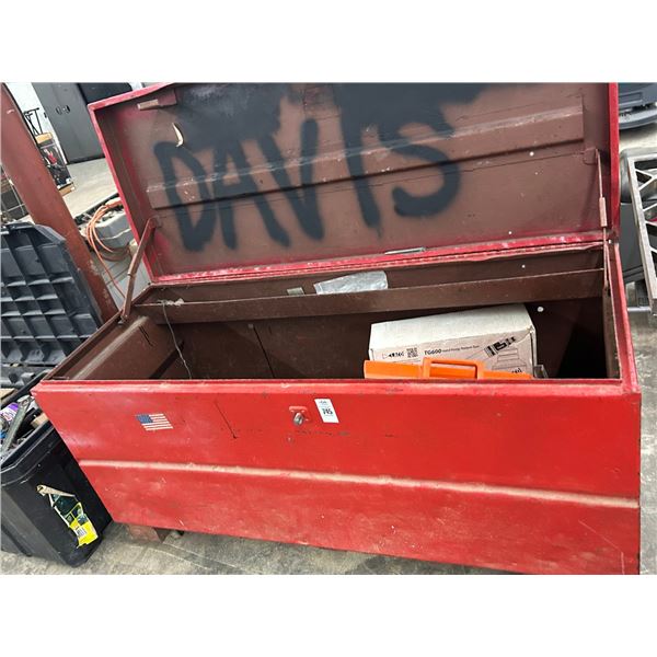 Red Rolling Job Box w/Hand Saws, Hardware