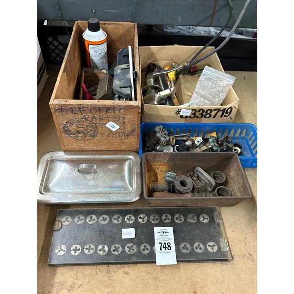 Bins w/Valves, Tap & Die, Asst. Hand Tools, Hardware