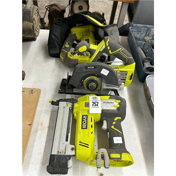 Ryobi Cordless Brad Nailer, Circular Saw, Jigsaw,  - No Batteries/Charger