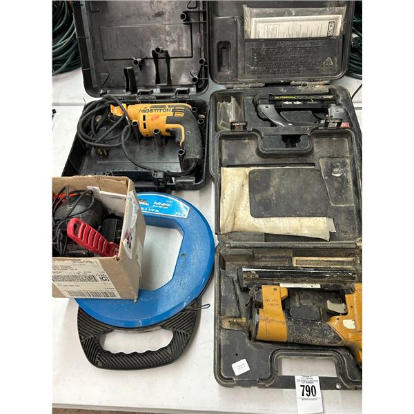 Bostitch Electric Drill 2 Brad Nailers, Fish Tape, Flood Light