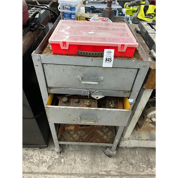 Grey Rolling Shop Cart w/Asst. Hardware, Weight