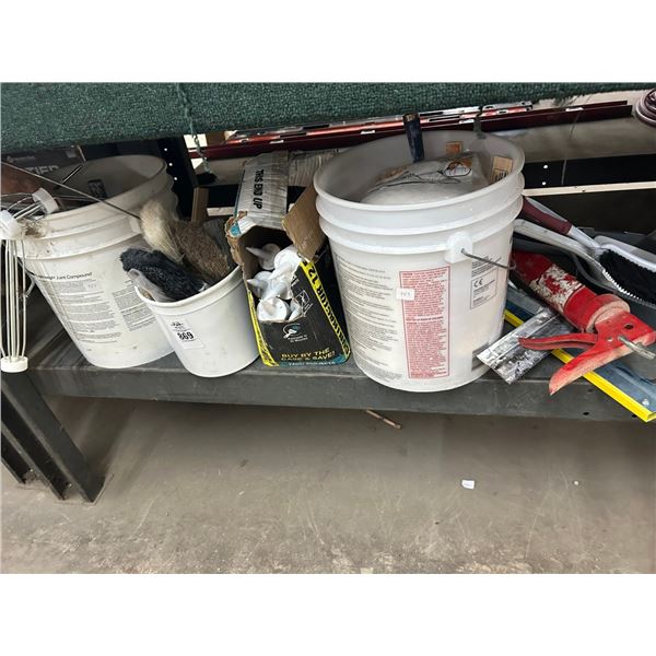 Buckets w/Chaulk Guns, Brooms, Supplies
