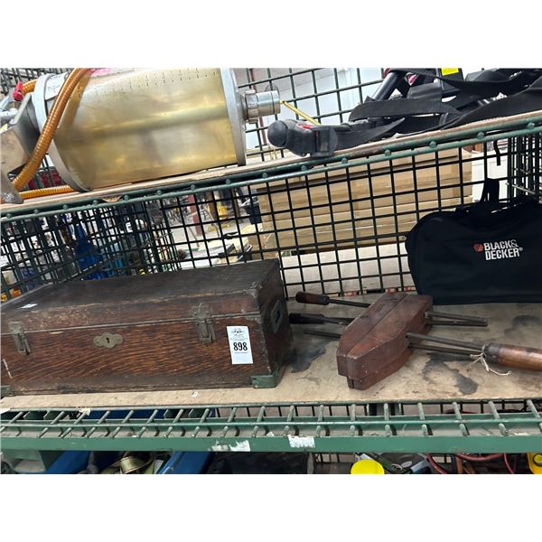 Vintage Wood Clamps, Antique Toolbox
