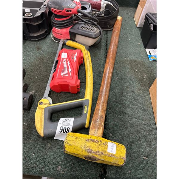 Sledge Hammer, Hack Saw, Orbital Sander, Detail Sander, Driver Bits