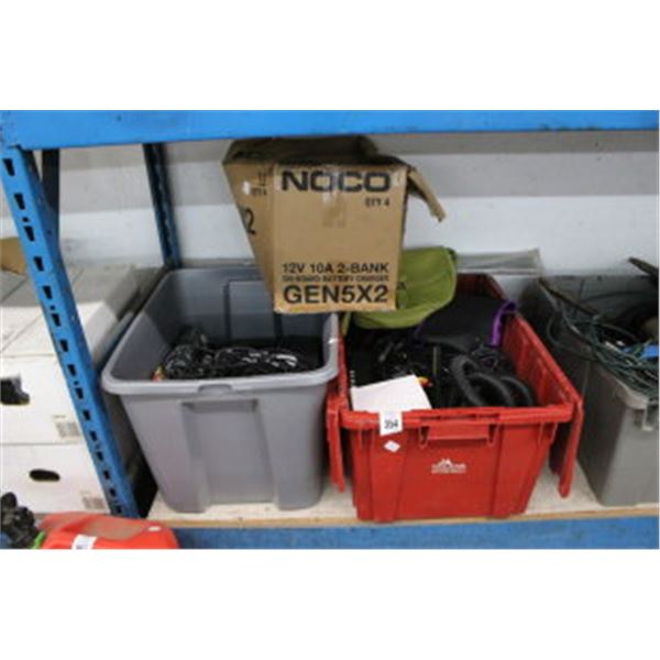 Bins 2 w/Asst. Electronics, Battery Charger