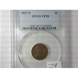 1927-S Lincoln Cent PCGS VF 30