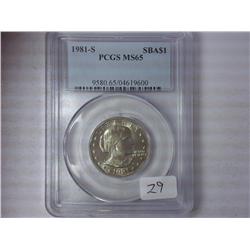 1981-S SBA Dollar PCGS MS65