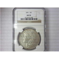 1891 Morgan Dollar NGC AU53