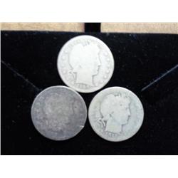 3 Assorted Barber Quarters