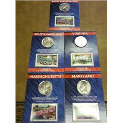 5 US MInt/USPS State Quarter And Stamp Sets