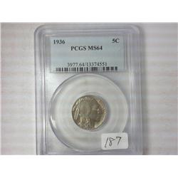 1936 Buffalo Nickel PCGS MS64
