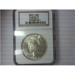 1922 Peace Dollar NGC MS62