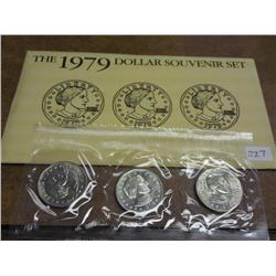 1979-P/D/S SBA Dollar Souvenir Set (UNC) 3 Coins