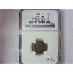 1890 Indian Head Cent NGC AU Details