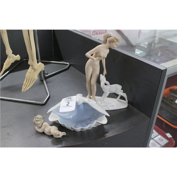 Lladro Cherub Baby w/Other Lladro Style Figurines