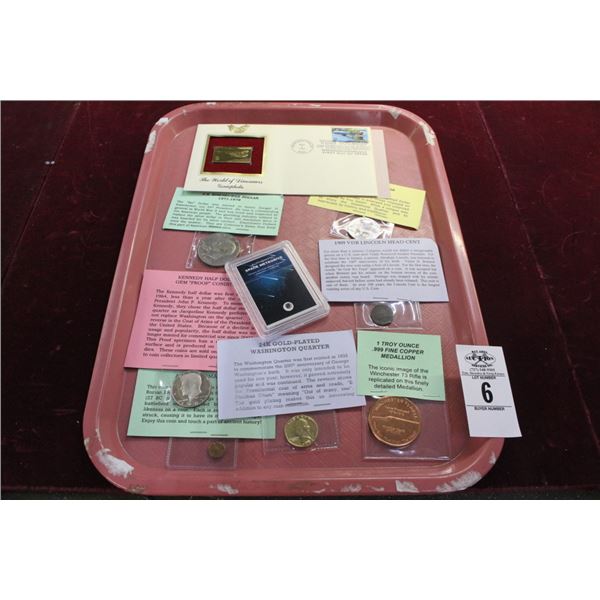 Kennedy Half Gem Proof, Lincoln Head Cent, Troy Ounce Medallion, Ike Dollar, First