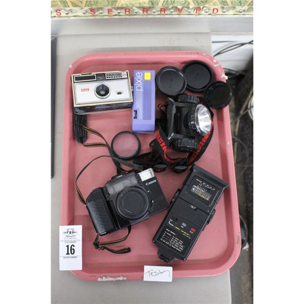 Canon/Kodak Vintage Cameras w/Flash and Pixie