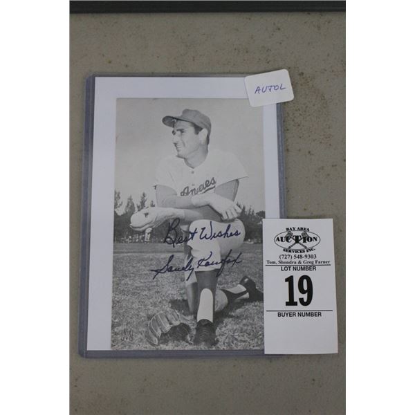 Sandy Koufax Vintage Photo w/COA