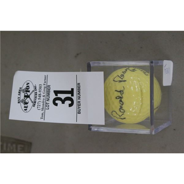 Ronald Reagan Autographed Golf Ball In Showcase