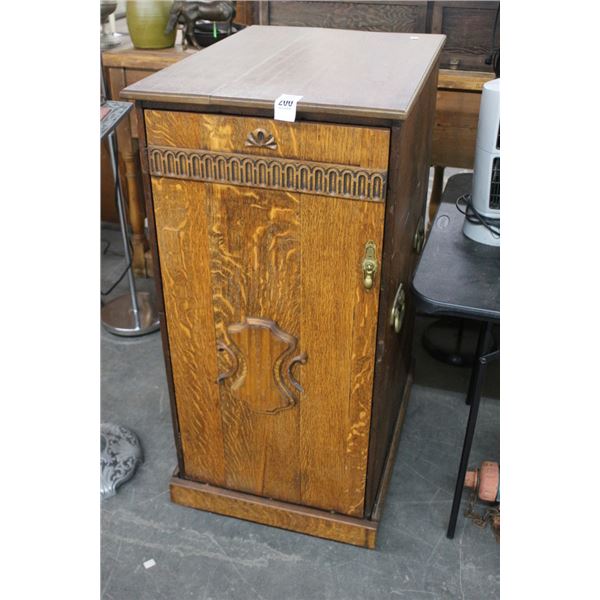 Vintage Tiger Oak 18 Drawer Storage Cabinet w/Some Tools