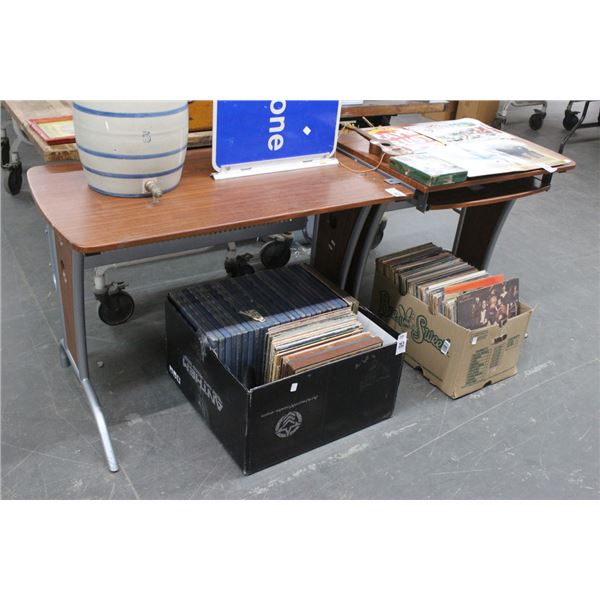 Cherry w/Brushed Metal Contemporary Desk w/Return