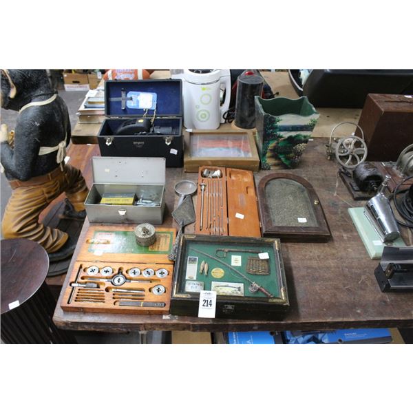 Showbox Displays,Tap & Die Set, Projector, Tools, Painted Waste Can