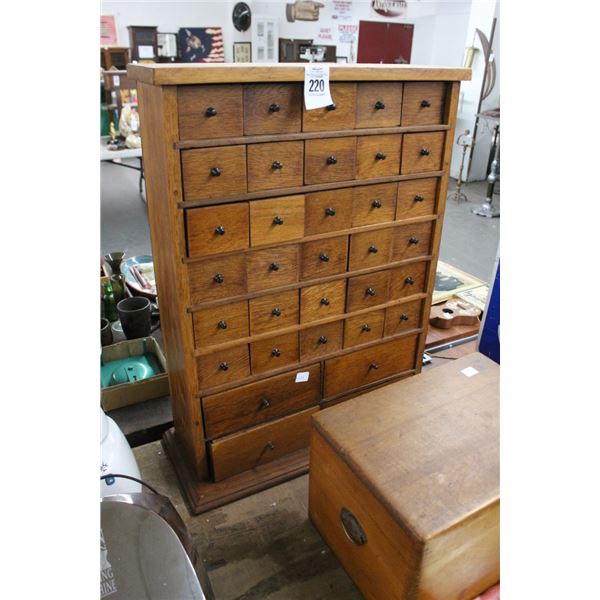 Vintage Oak 34 Drawer Countertop Cabinet