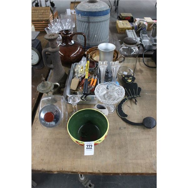 Jars, Glazed Pitcher, Vintage Cast Jack, Basketts, Hardware