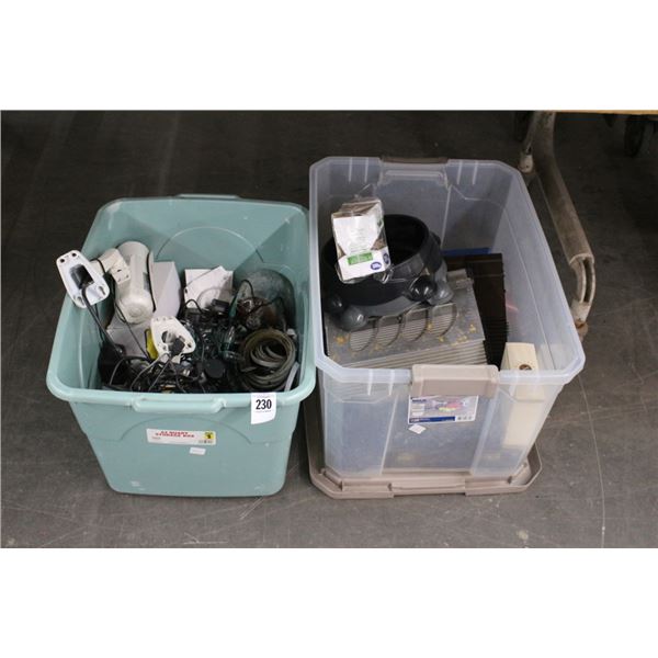 Bins 2 w/Automotive Amps, String Lamps, Security Cameras, Home Goods