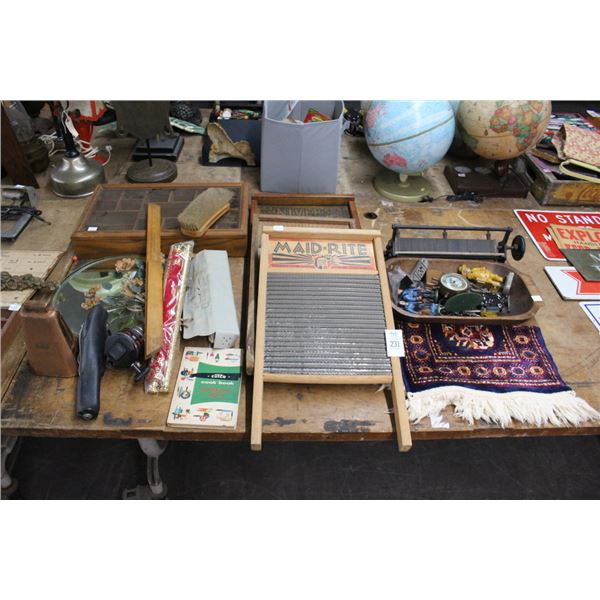 Vintage Washboards, Shadowbox, What Not Display, Cow Bell, Milotical, Cast