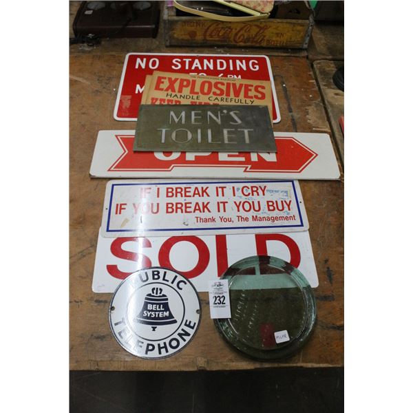 Vintage Tins, Directional Signs, Glass Lens Cover