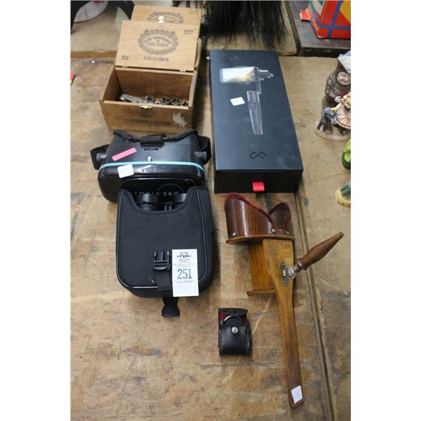 Nikon Binoculas, VR Headset, Selfie Stick, Vintage Tools, Loop