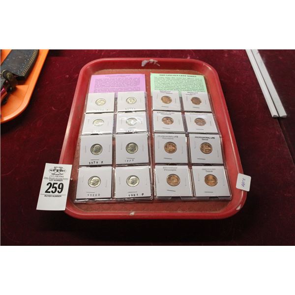 8 Uncirculated Roosevelt Dimes, 2009 Lincoln Cent Series 8 Pc. Set