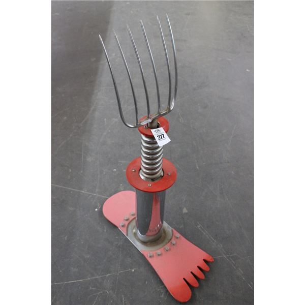 Richard Roehl Sculptured Statuary w/Pitch Fork Above Foot