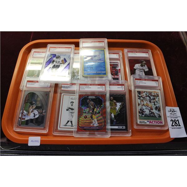 11-Collector Trading Cards w/Brady/Babe Ruth/Johnny Bench/Other - 11 X $