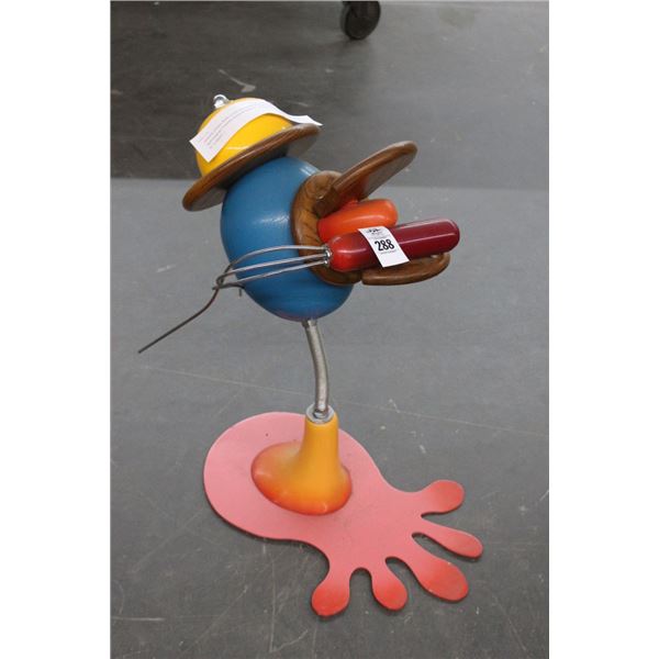 Richard Roehl Sculptured 3' On Foot w/Blue/Yellow/Red At Top