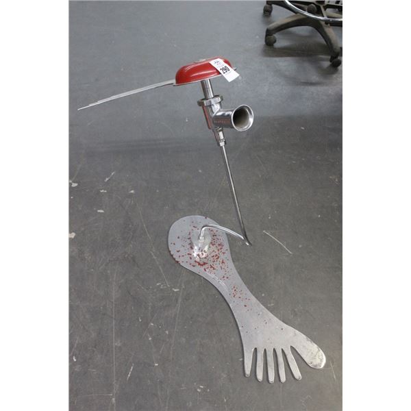 Richard Roehl Sculptured on Chrome Foot w/Red Top, Chrome Feathers